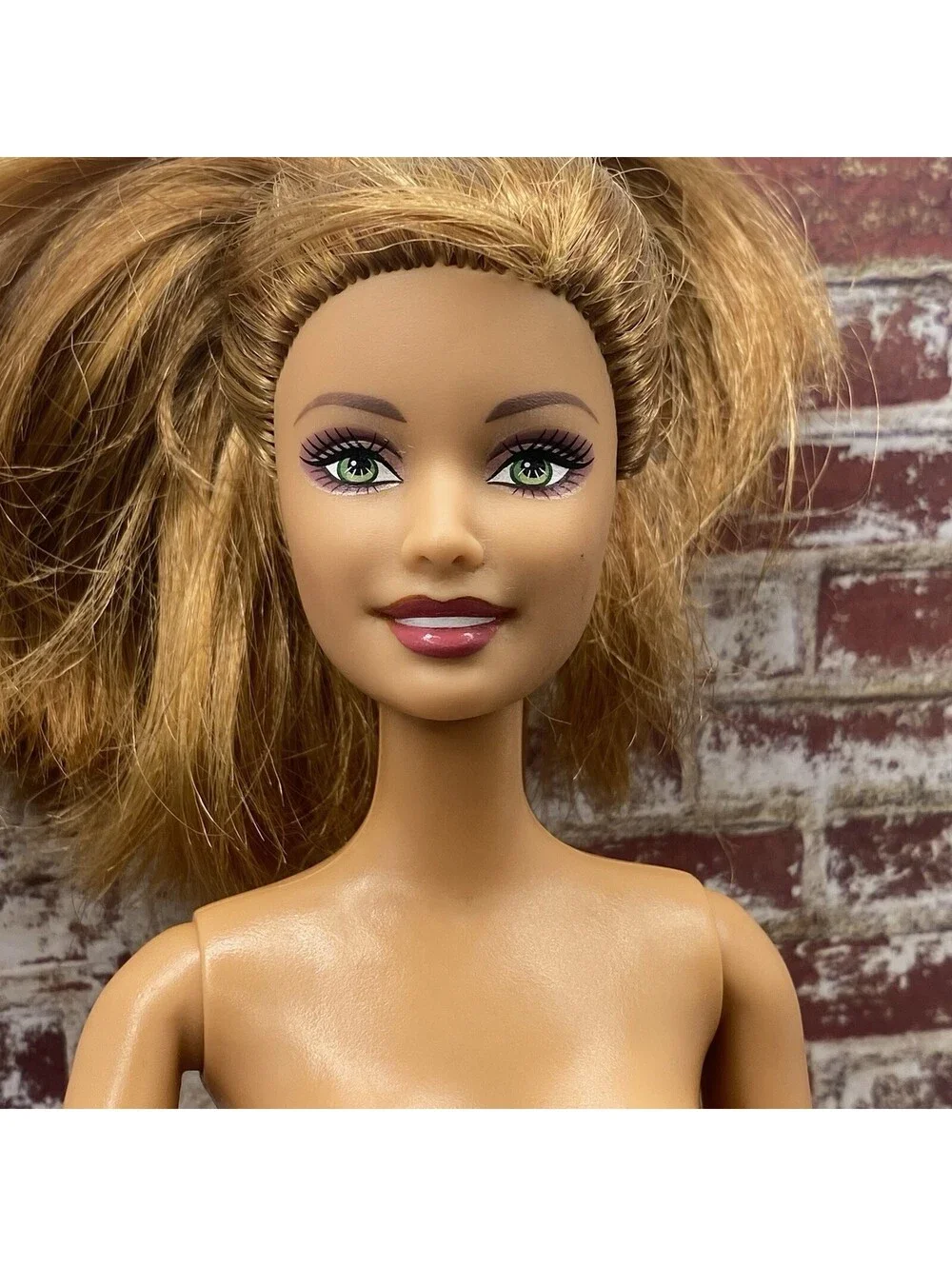 Vintage 2002 Pop Sensation Barbie Doll Nude Green Eyes Smile Pink Lips B20